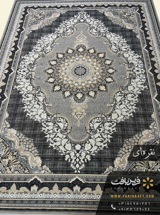 فرش ترنج خورشیدی نقره ای 700 شانه اکریلیک